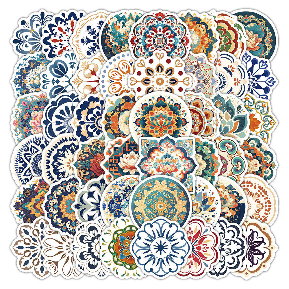 156张敦煌祥纹贴纸中国传统纹样莲花忍冬纹古典图案装饰手账素材