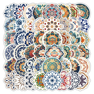 156张敦煌祥纹贴纸中国传统纹样莲花忍冬纹古典图案装饰手账素材