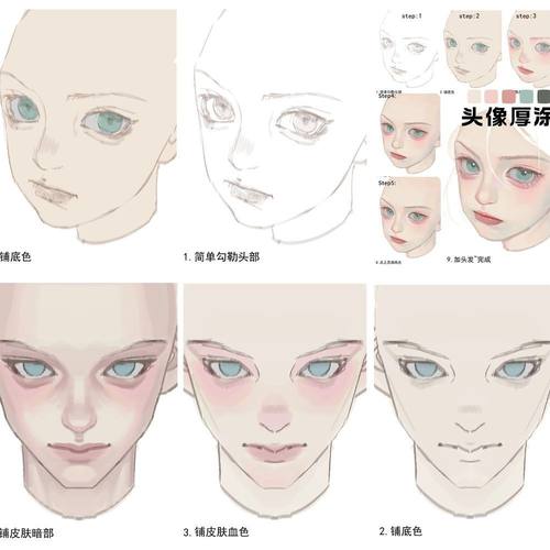 188张 头像厚涂教程绘画板绘学习diy手账水杯笔记本装饰防水贴画