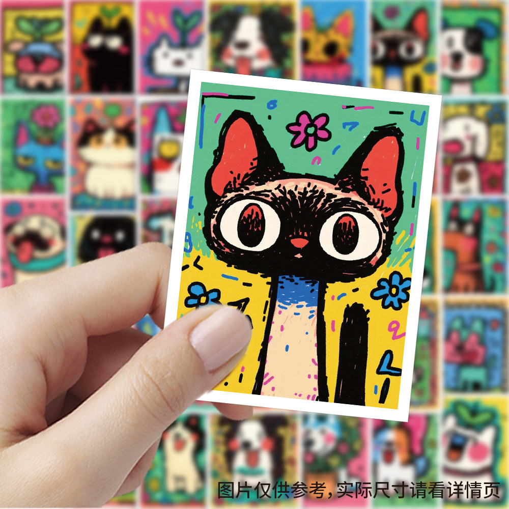 356彩绘猫咪狗狗贴纸防水