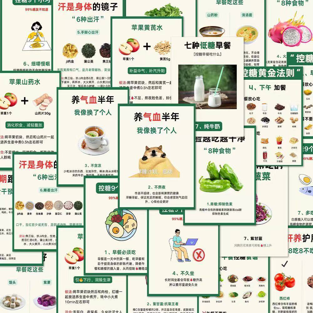54张 养生贴纸健康食谱装饰知识科普创意装饰手账diy防水素材贴画