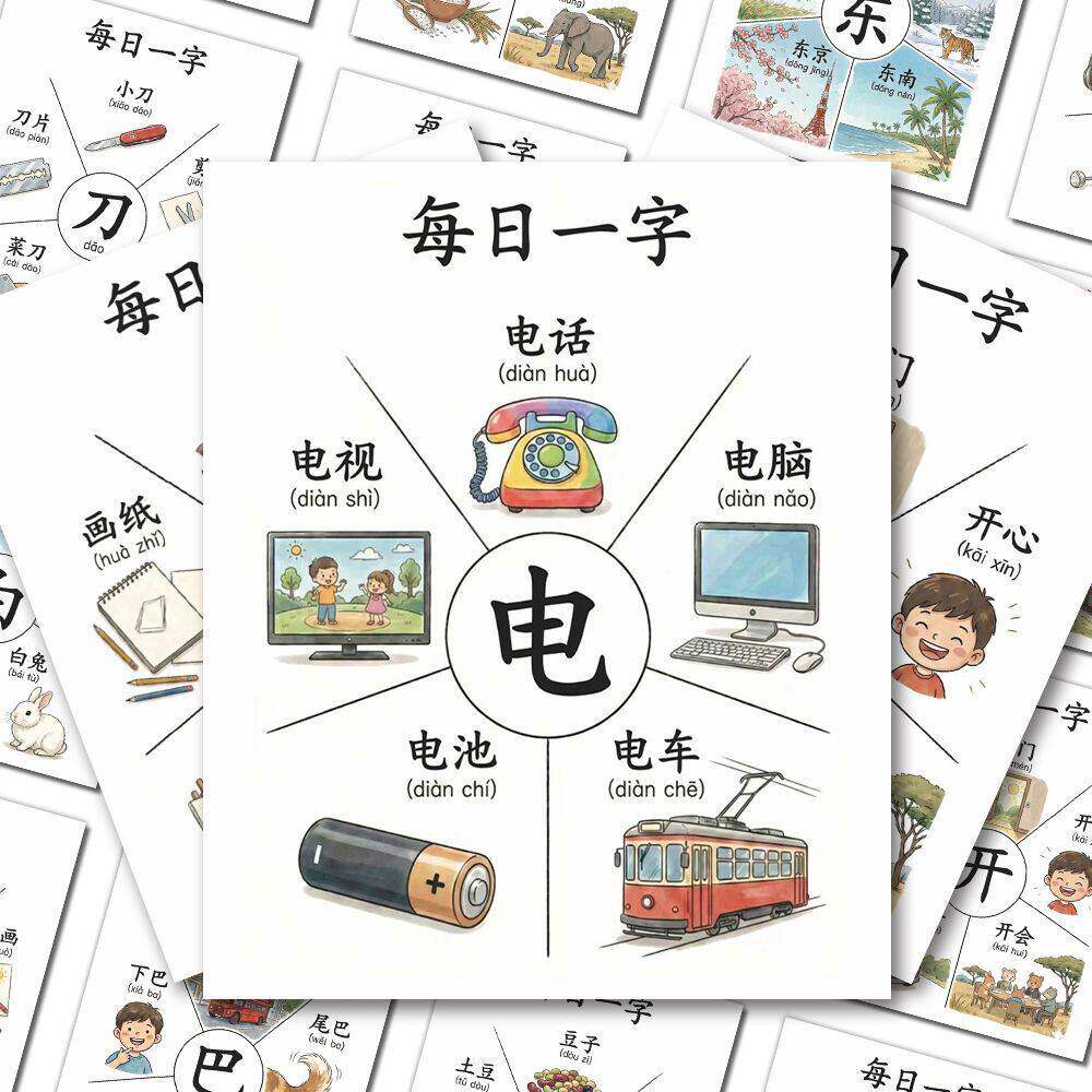 24张儿童启蒙识字贴纸DIY装饰