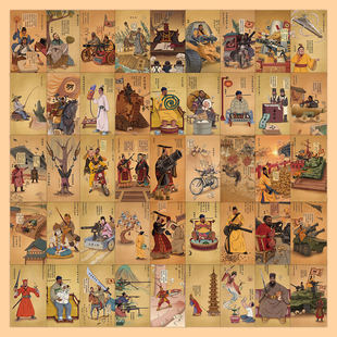 286张古代人物贴纸李逵宋江赵匡胤汉武帝趣味小图案diy装饰手账贴