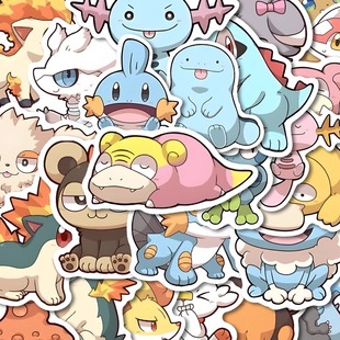 186张百变宝可梦贴纸神奇宝贝手账素材自粘贴diy装 饰手机壳贴画