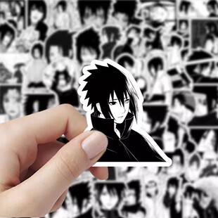 黑白佐助海贼王贴纸火影忍者动漫周边装饰手账手机壳笔记本防水贴