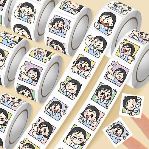 可爱卡通小女孩卷卷贴奖励手账