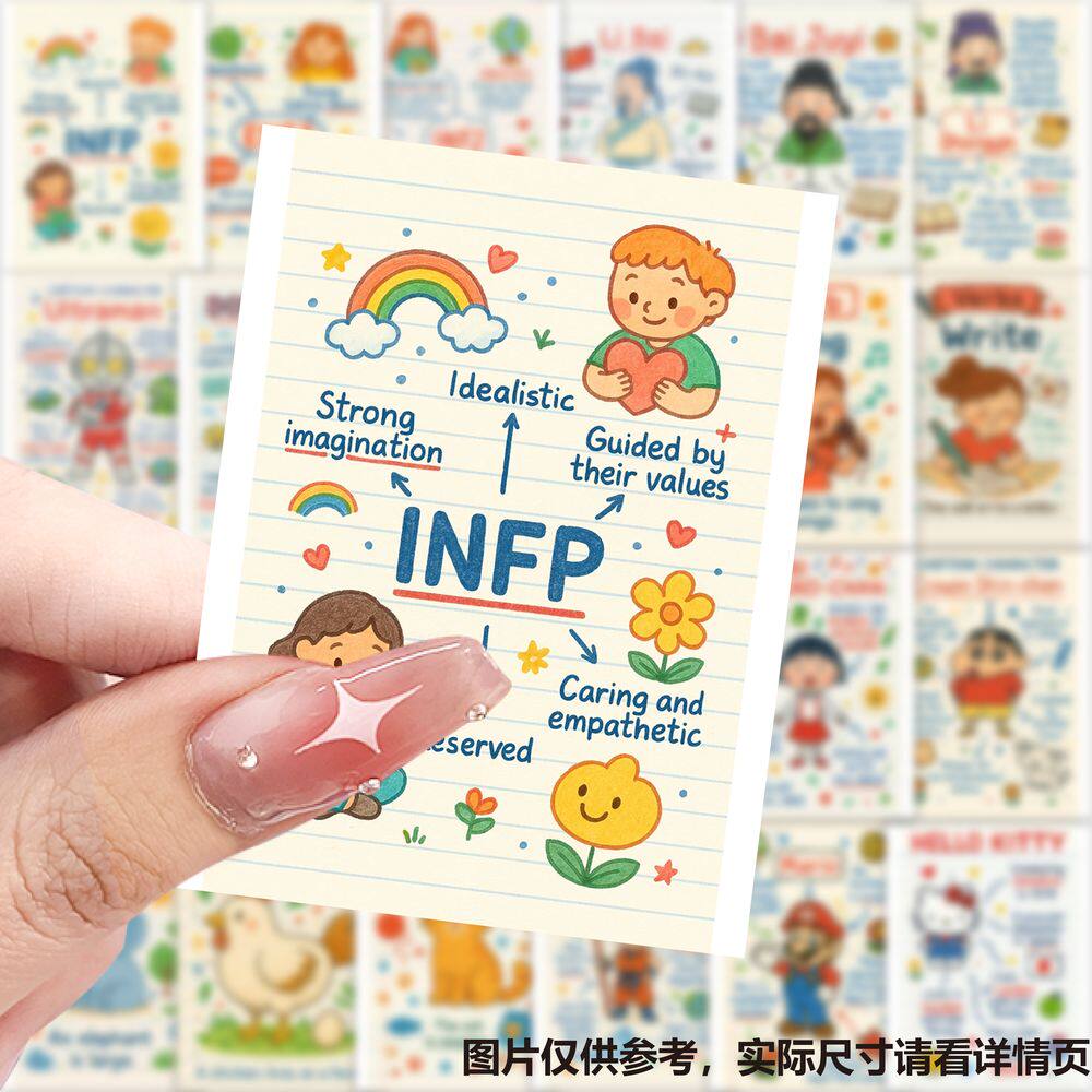 126张英文科普图鉴贴纸励志学习儿童卡通装饰手账行李箱diy标签贴