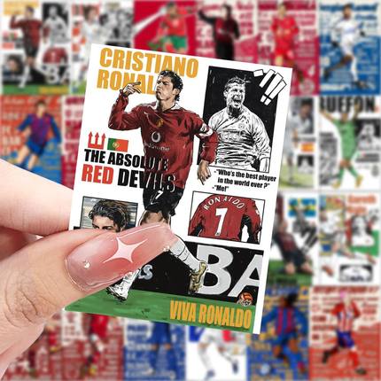 63张足球球星贴纸足球明星周边装饰手机壳笔记本电脑防水贴画diy