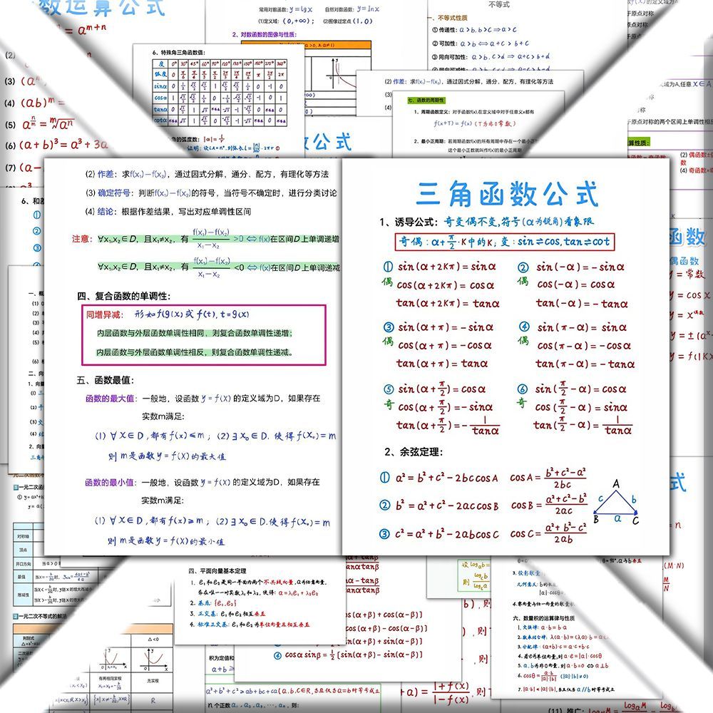 高中数学公式贴纸72大张速记