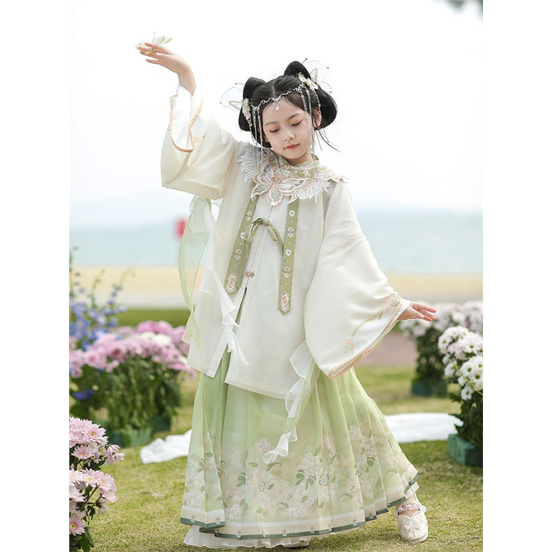 女童云肩汉服春秋新款超仙明制儿童中国唐装小女孩古风套装日常