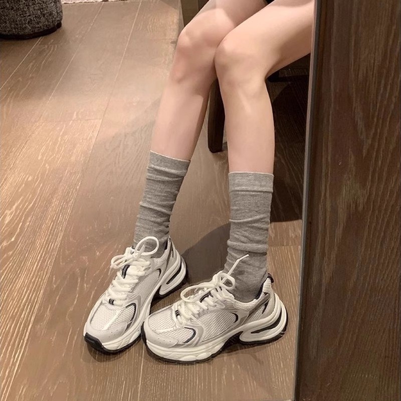 小码女鞋313233老爹鞋女小个子内增高显脚小透气网面休X闲运动鞋3