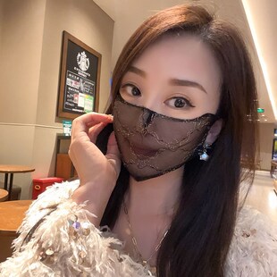 夏季薄款蕾丝防晒口罩薄纱网红女高颜值网纱透气超薄女士夏天戴的