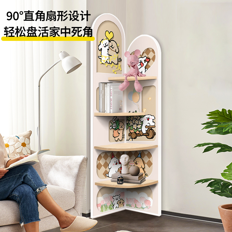 多巴胺客厅落地置物架摆件夹缝转角装饰柜画卧室角落墙角收纳柜