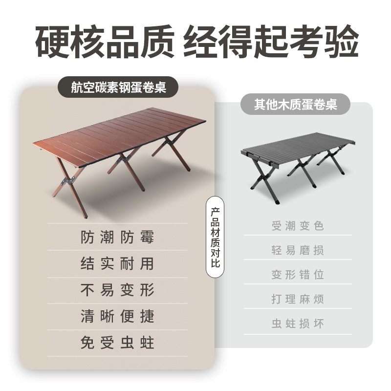 时萤户外折叠桌便携式野餐桌椅子露营轻J便蛋卷桌车载用品装备套