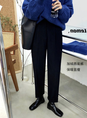 孕妇西装裤子女h秋冬季2022新款垂感阔腿长裤外穿加绒加厚款哈伦