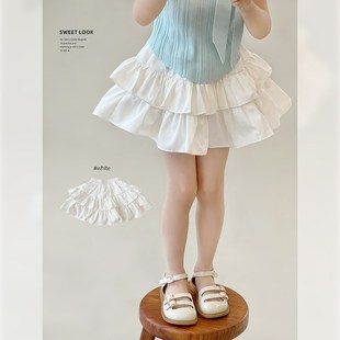 女童半身裙2024夏季新款儿童裙子韩版蓬蓬蛋糕裙宝宝休闲短裙夏装