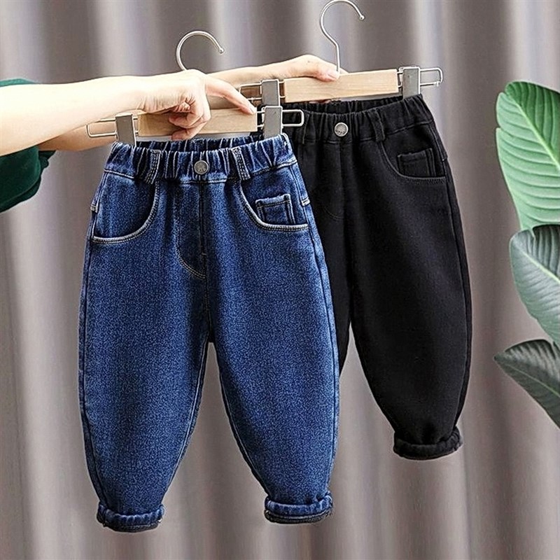 加绒2023新款春秋款炸街u长裤男童牛仔裤冬装童装秋冬儿童裤子秋