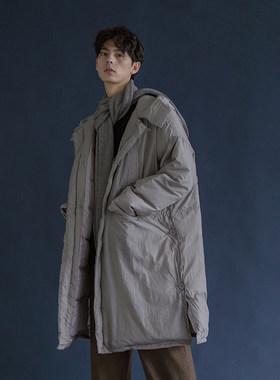 韩版冬季超厚面包棉服纯色百y搭基础加厚保暖连帽长款棉衣外套男