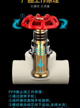 新款PPR铜截止阀水管升降式开关阀门4分6分家用2Q02532热熔止水阀