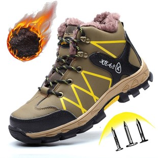 冬季 冬天加厚加绒防寒防水老保钢板鞋 高腰高筒马丁靴 男棉鞋 劳保鞋