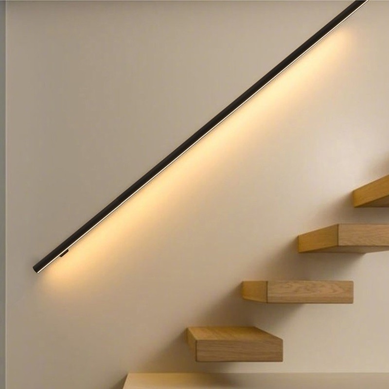 极简楼梯扶手壁灯两面发光楼梯过道走廊无主灯照明U条形明装线条