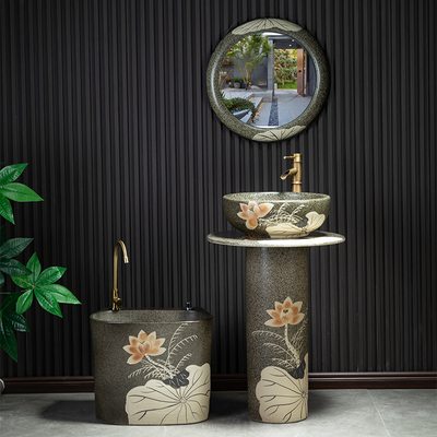 室外立柱洗脸盆庭院落地式洗手池柱盆阳台M拖把池卫生间一体式柱