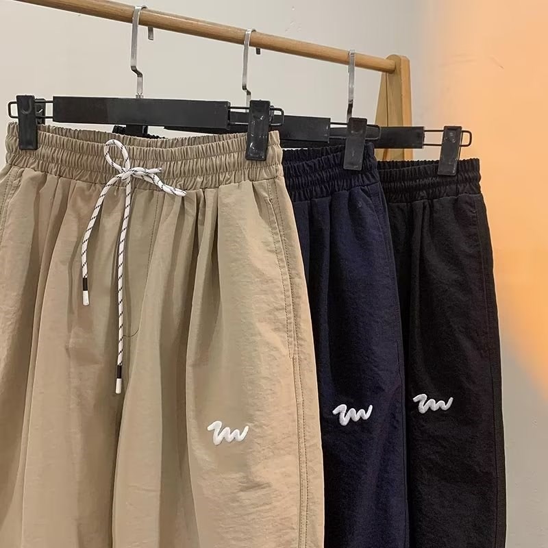 九分裤男士h夏季薄款运动束脚裤抽绳阔腿