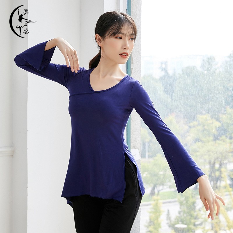 中国现代古典舞蹈服装练功服女形体身H韵上衣成人基训跳舞衣服套