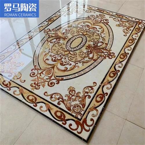 欧式客厅拼花地砖800x800 餐厅地毯花砖微晶石拼T图入户玄关地拼