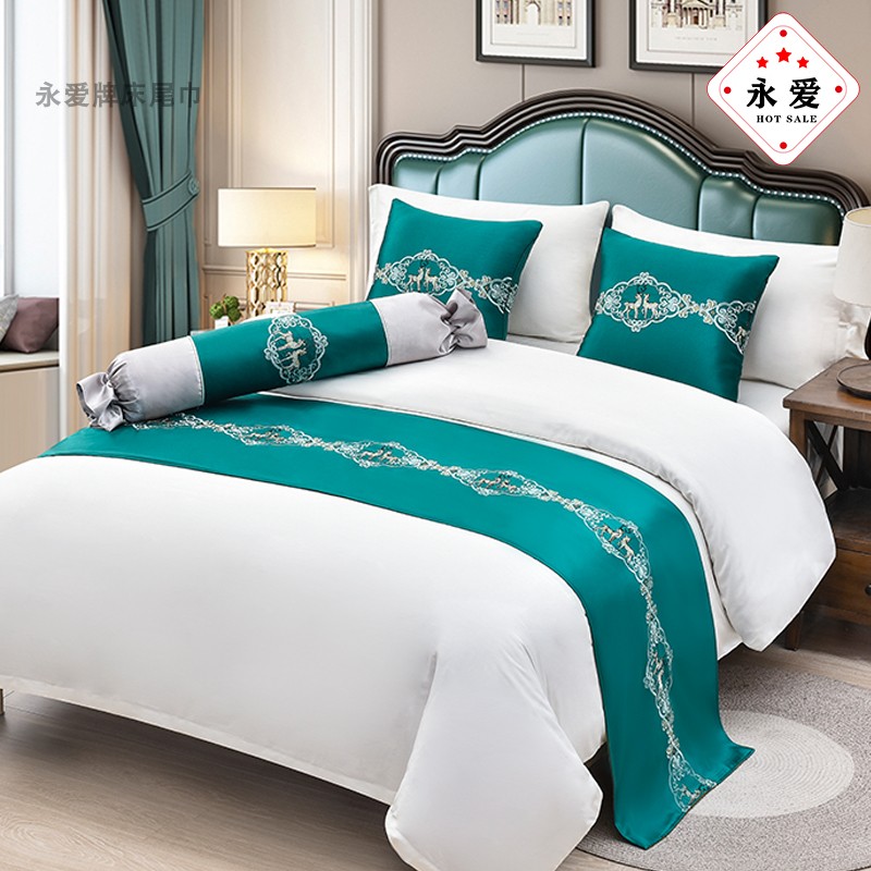 床尾巾轻b奢酒店床上用品宾馆高档奢华民宿欧式床旗床搭床毯床盖