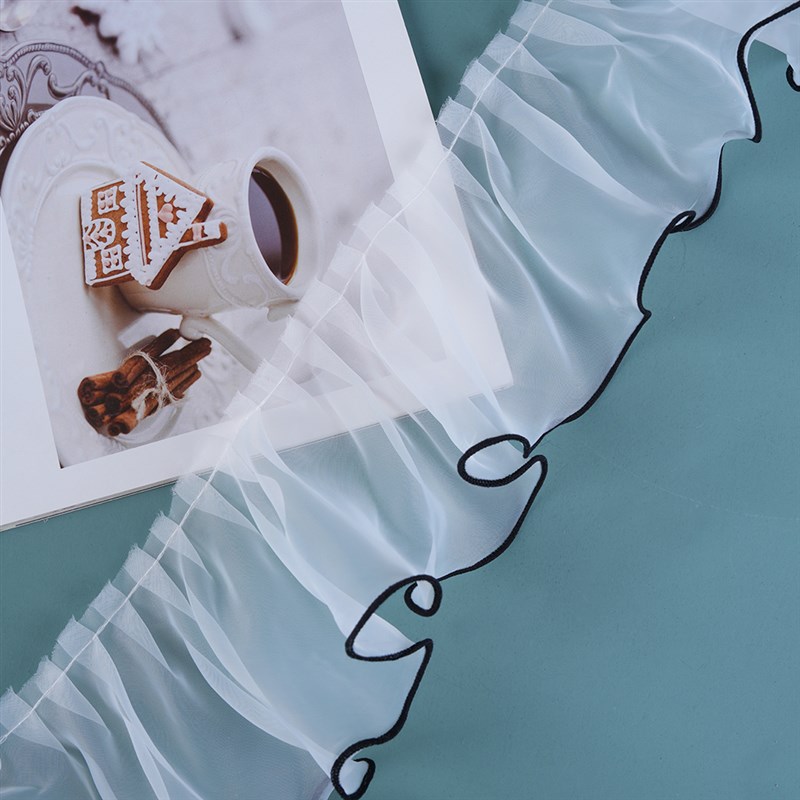 窗帘花边法式浪漫刺绣白色立边侧拼蕾丝木耳边轻奢卧室客厅.M-545