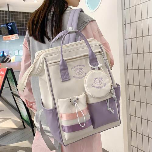 书包女2024新款高颜值初中高中小学生大容量双肩包15.6寸电脑背包