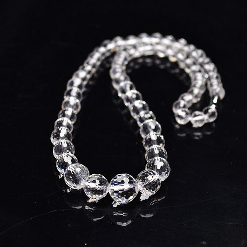 茶水晶塔链刻面白水晶项链64-128面切面珠链天然水晶女士饰品礼物