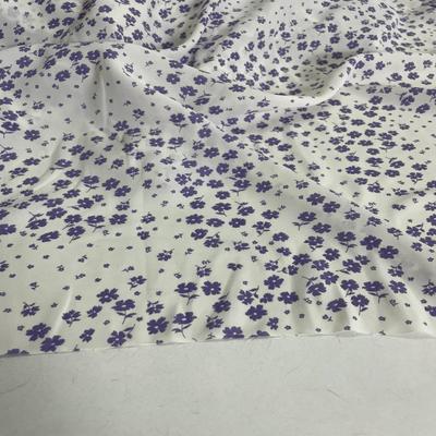 D313夏d季白底l紫色小碎花雪纺布头 柔软垂坠透气连衣裙上衣diy面
