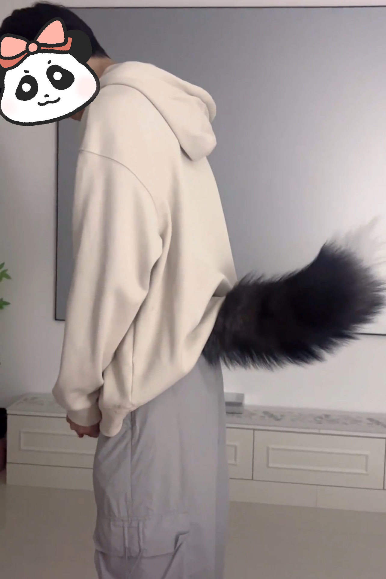 新款创意声控仿狐狸毛黑白配色遥控儿童节表演cos道具尾巴