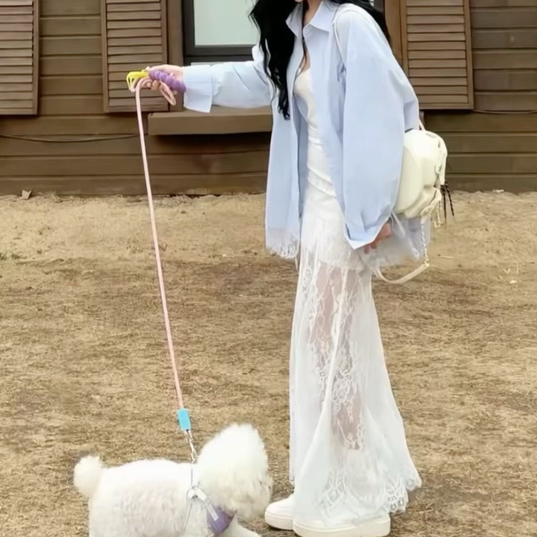 套装女士气质夏季宽松百搭蕾丝防晒衬衫显瘦长款蕾丝半身裙性感