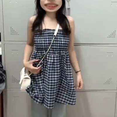 两穿夏季新款韩版复古木耳边叠穿抹胸连衣裙半身裙中裙