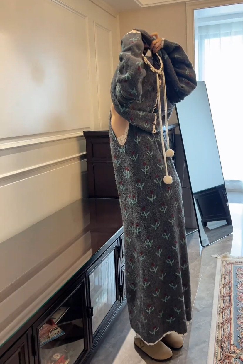 开衫外套半身裙针织两件套装女盐系穿搭一整套复古减龄碎花毛衣