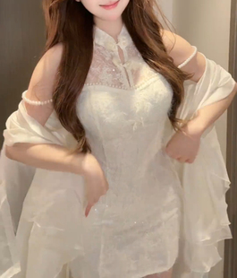 修身连衣裙高级超仙开衫披肩两件套装气质国风新中式改良夏季旗袍