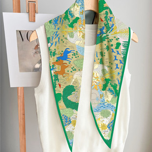 感披肩丛林动物长条菱形丝巾女气质百搭发带春夏装饰领巾