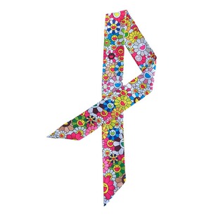 村上隆太阳花细长条窄小丝带绑包包手柄丝巾发带领巾腰带围巾女