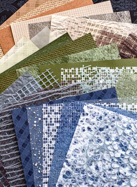 痛包背景纸素材蓝绿色扎包扎板装饰物diy材料古风手帐小谷美环创