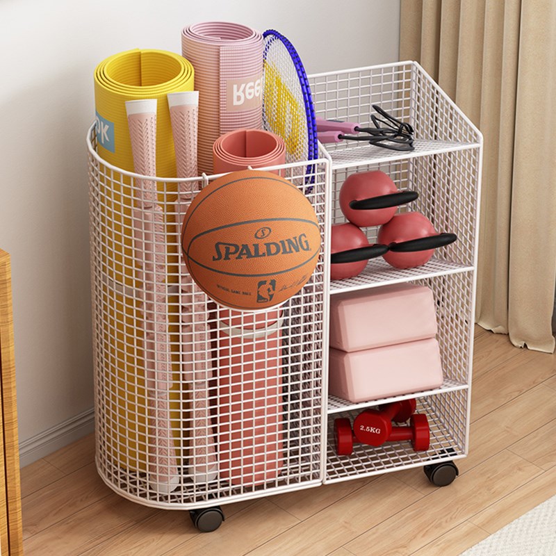 瑜伽垫收纳筐家用运动健身器材收纳架夹缝家用放羽U毛球篮球置物