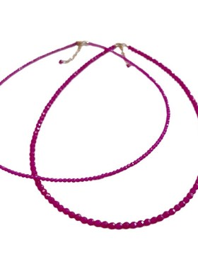 巨显白 天然极细2mm切面红刚玉项链高品质轻奢时尚简约小众锁骨链