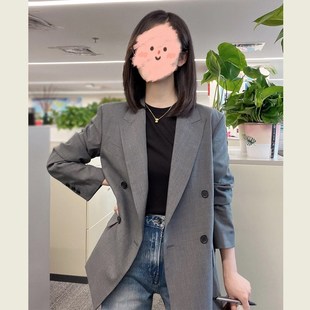 新款 s外套女春秋季 休闲宽松百搭西服上衣 气质高级感灰色西装 韩版