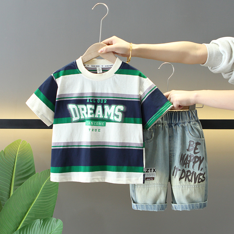 儿童装男童夏装套装2024新款夏款时髦男孩夏季中小童薄款酷帅气潮