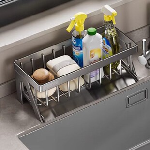 厨房洁具篮304不锈钢沥水收纳架钢F丝球水池抹布架水龙头边置物架