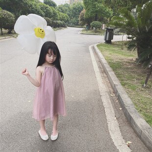 夏季新品 女童洋装 儿童度假风吊带洋装轻薄凉爽纱裙礼服裙