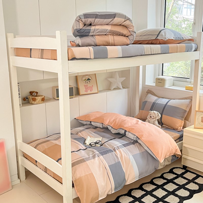 高端大学生宿舍床上三件套u100全棉纯棉寝室单人床被套床单床笠款