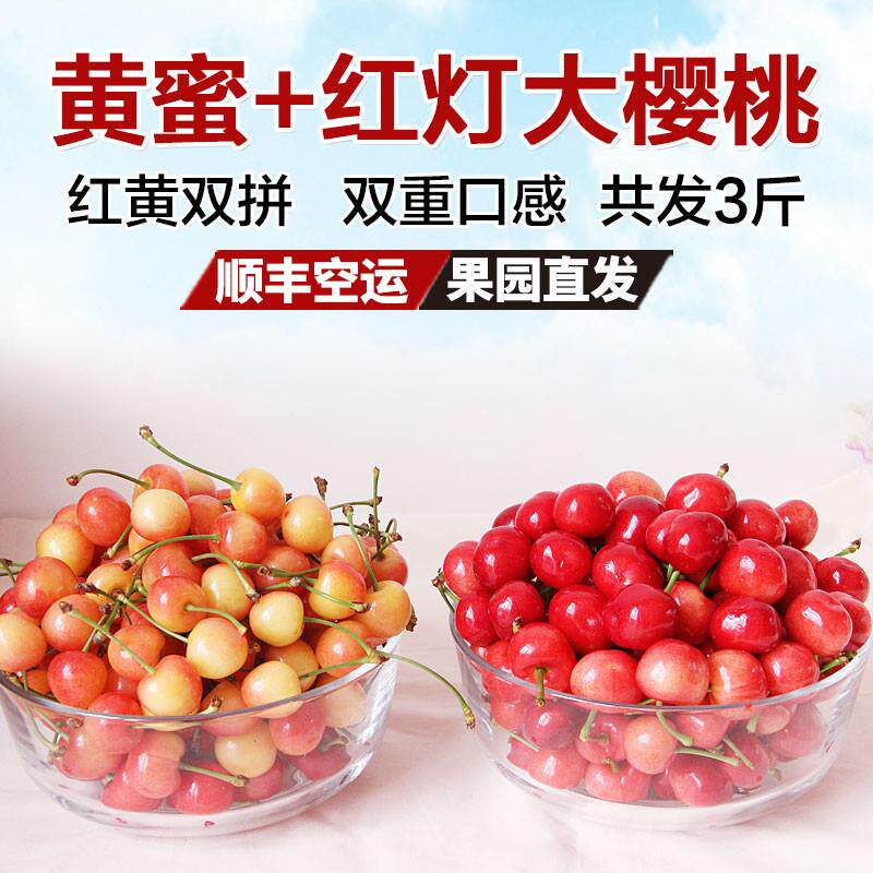 山东黄蜜樱桃3斤/烟台红灯大樱桃国产车厘子5孕妇水果顺丰